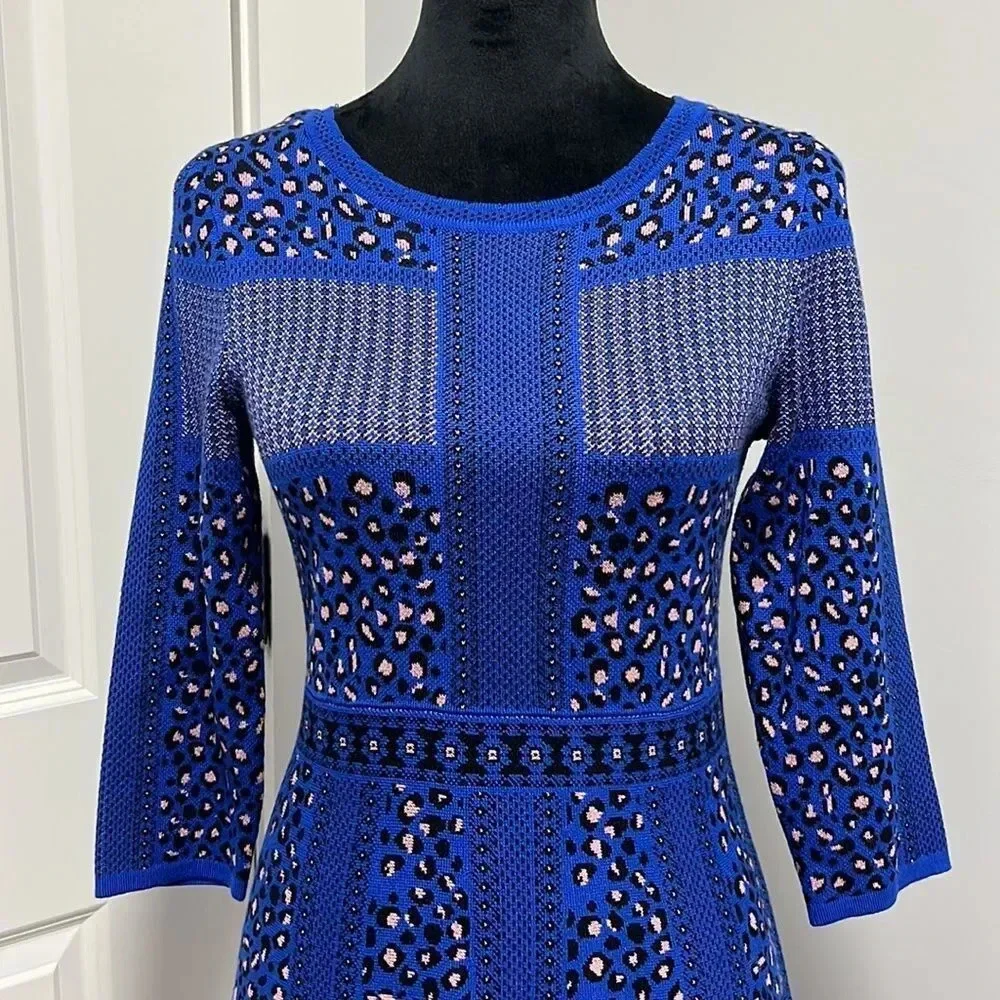 Gianni Bini Girls || Knit Sweater Blue Leopard Print Dress kids Girls size XL